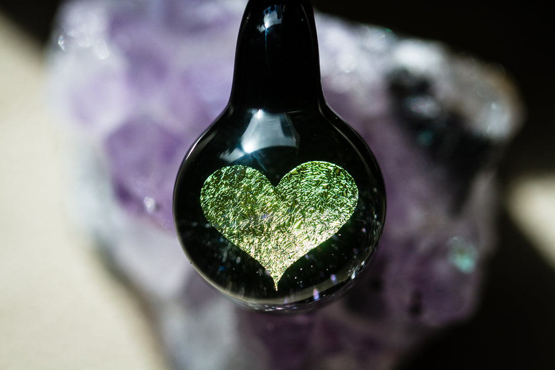 glass heart cremation jewelry