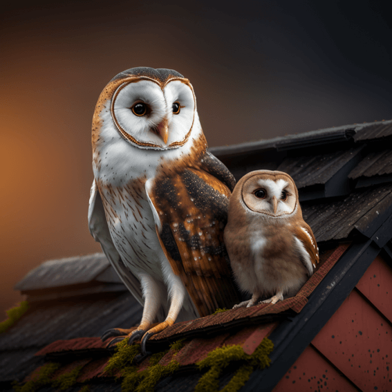 barn owls on roof