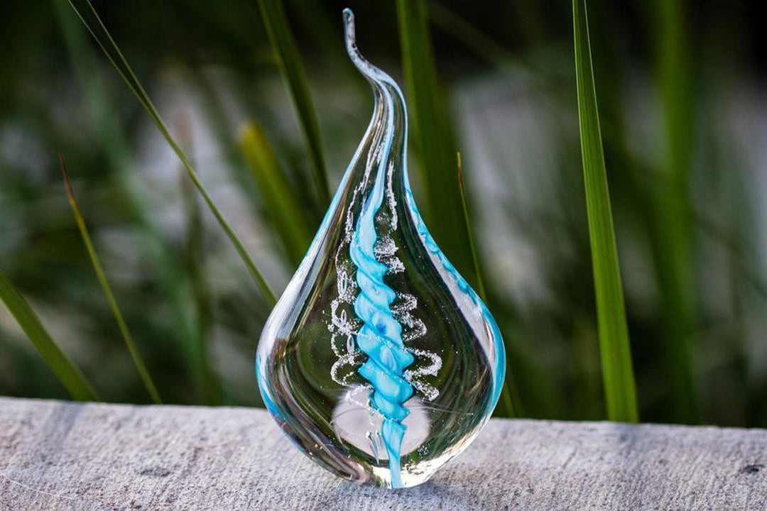 Memorial Glass Flame with Cremation Ashes