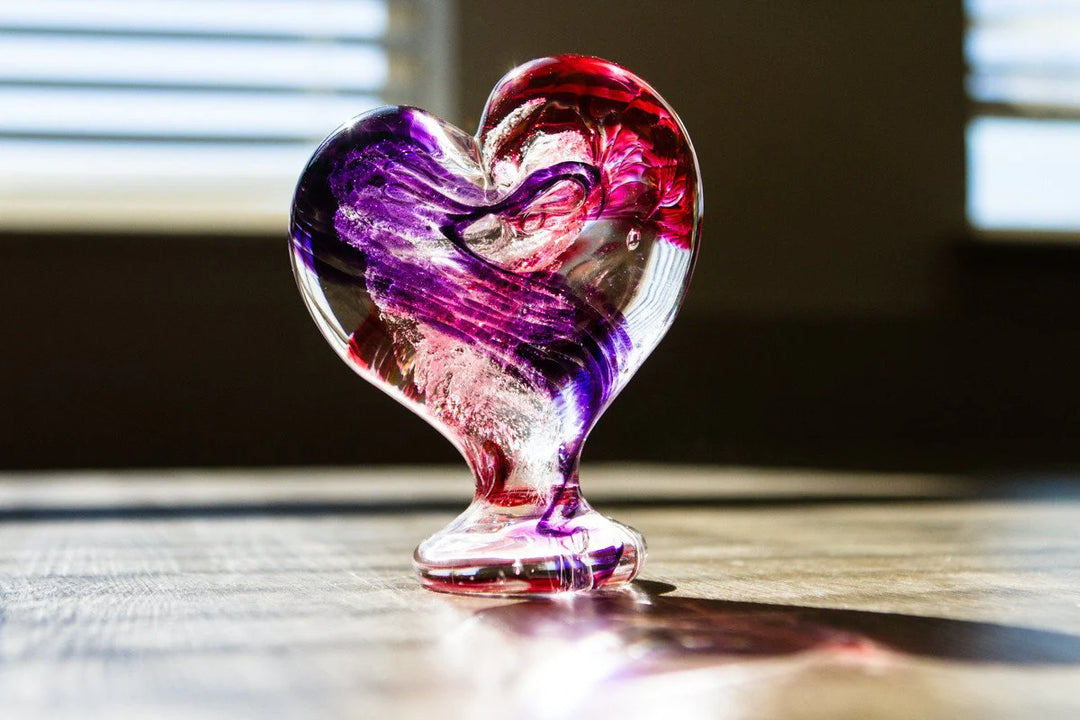 memorial heart with cremation ash
