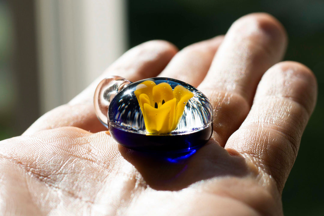 yellow tulip pendant with cremation ash as a gift