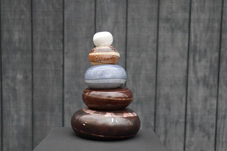 glass cairn with cremation ash