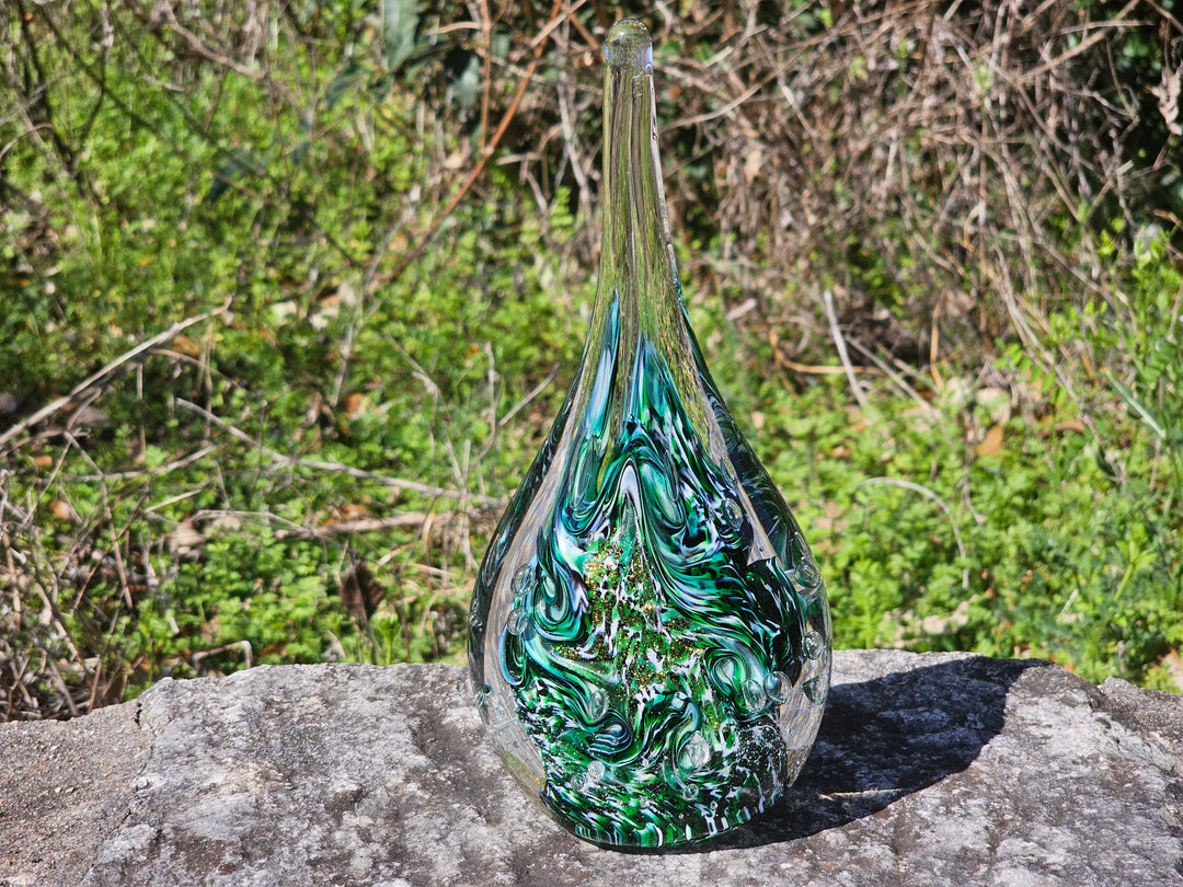 emerald flame with cremation ash