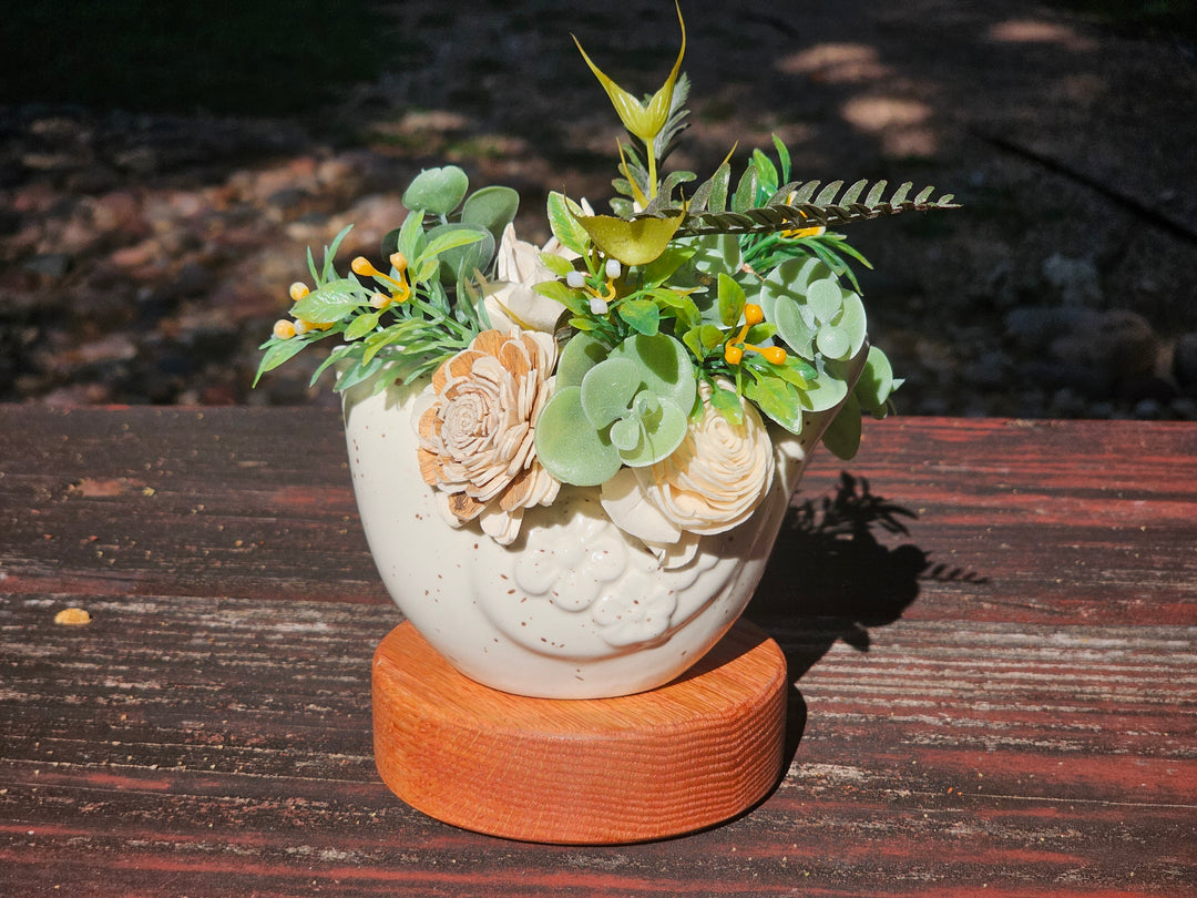 engravable wood urn with planter