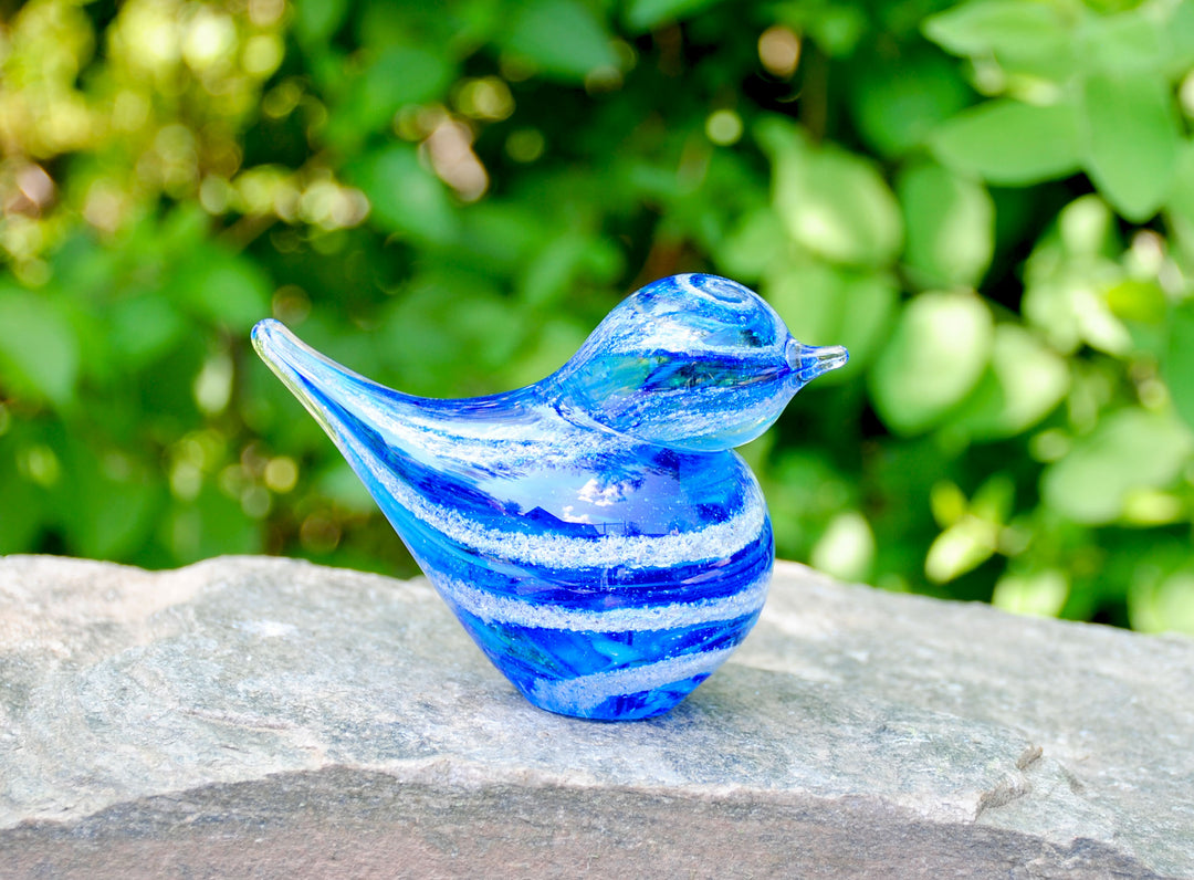 Colorful Glass Birds with Cremation Ash