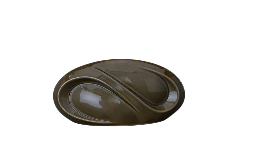 Brown Eternity ceramic urn with a glossy curved infinity motif