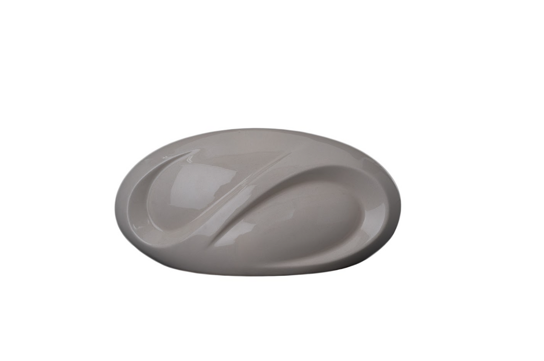Light gray Eternity ceramic urn featuring a smooth infinity inspired swirl