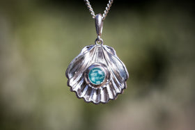 seashell pendant with cremation ash