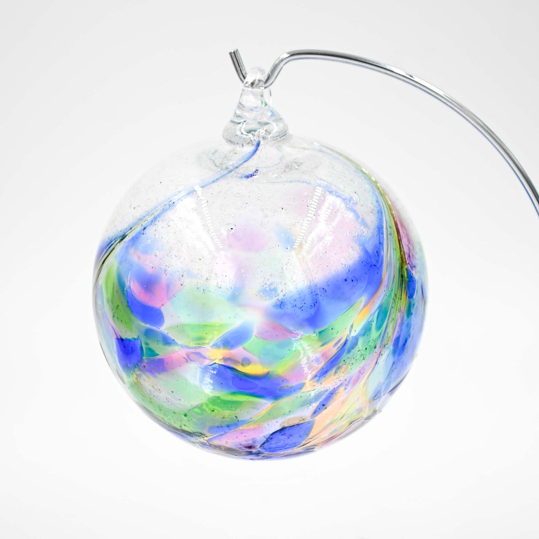 Feathered Glass Christmas Ornament with Cremation Ashes