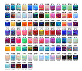 Color swatch chart with various gradient colors