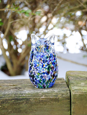 Glass Owl with Cremation Ash