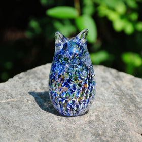 Glass Owl with Cremation Ash