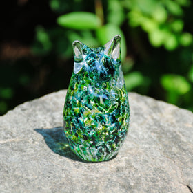 Glass Owl with Cremation Ash