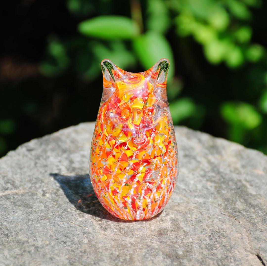 Glass Owl with Cremation Ash