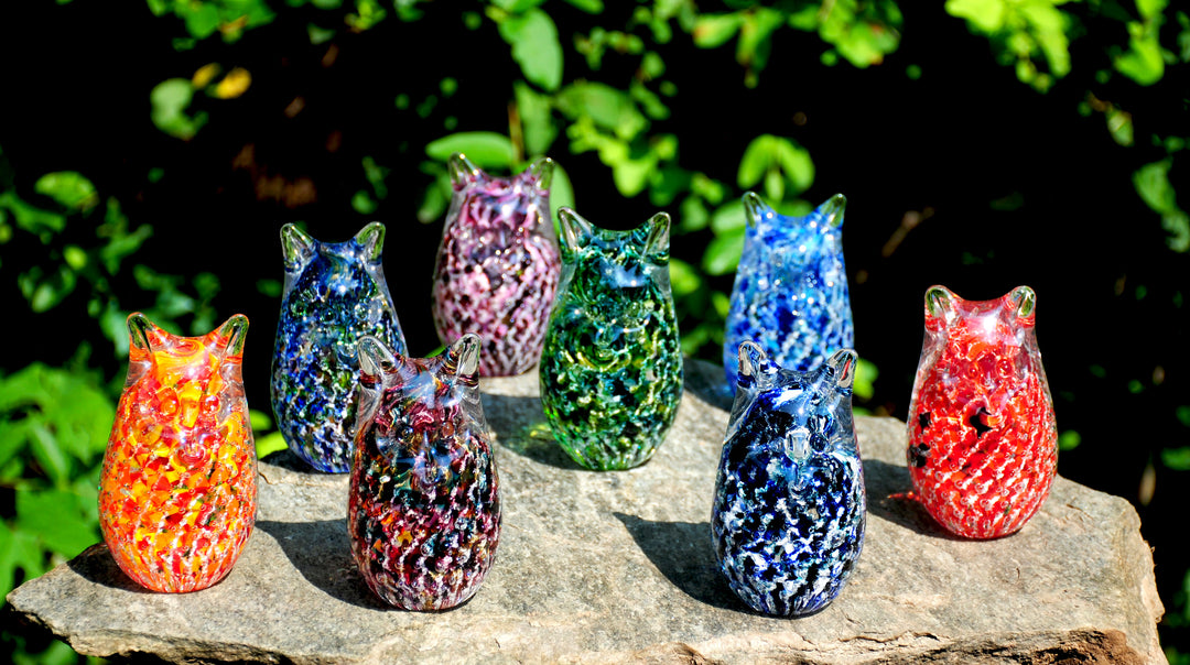 Glass Owl with Cremation Ash