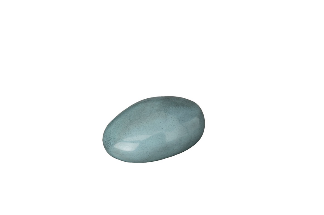 Polished teal blue oval stone pebble