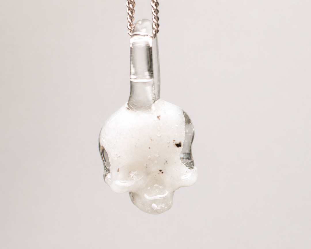 Skull Pendant with Infused Cremation Ashes