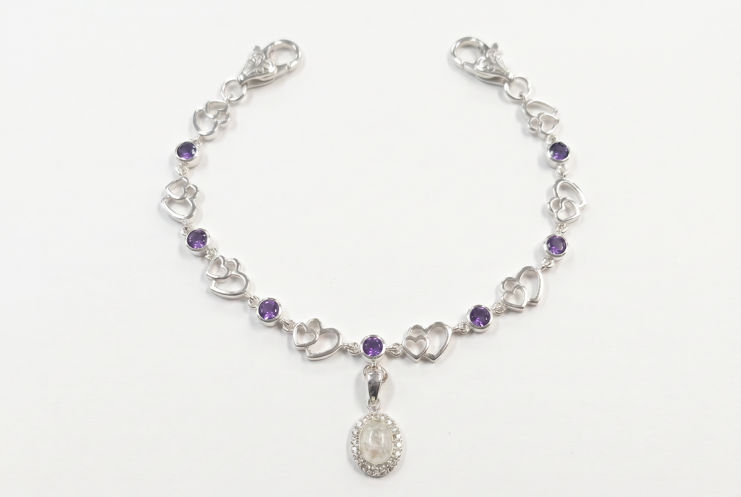 amethyst heart bracelet with ash