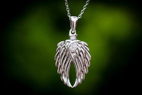 angel wings cremation necklace