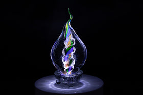 cremation glass flame with ash Illuminated multi-color 