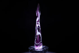 Memorial purple flame with cremation ash - side view