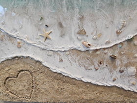beach resin art with cremation ash