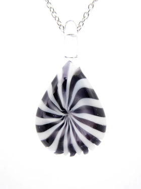 Black and White Pendant with Cremation Ash