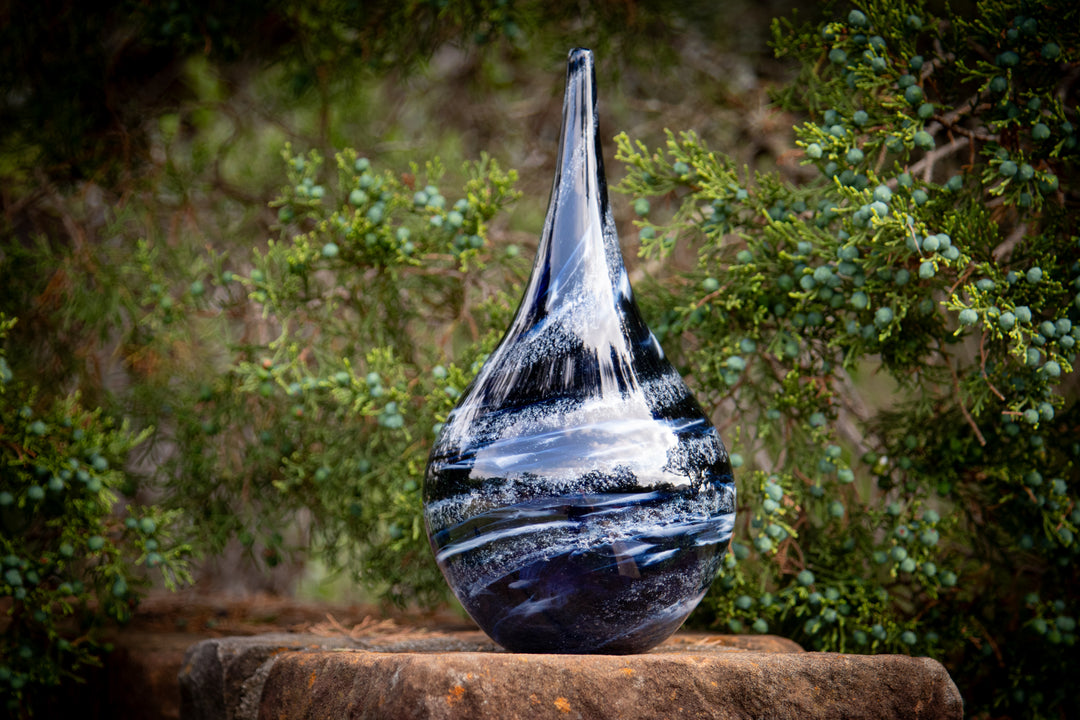 glass vase with cremation ash