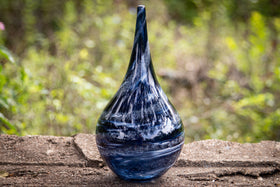 glass vase with cremation ash