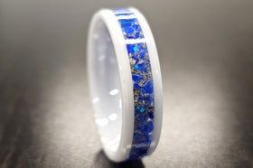 blue ceramic ring with ash