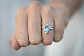 blue topaz ring with cremation ash