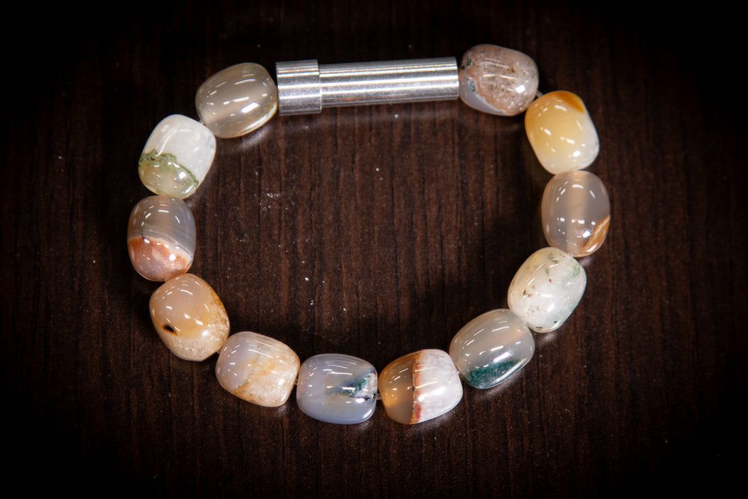 agate barrel bracelet fur and ash