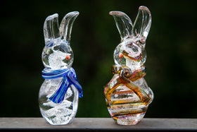 Glass rabbit with cremation ash