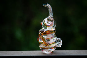 Glass rabbit with cremation ash