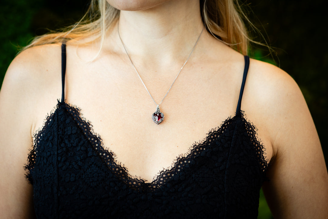 ruby cremation pendant with ash