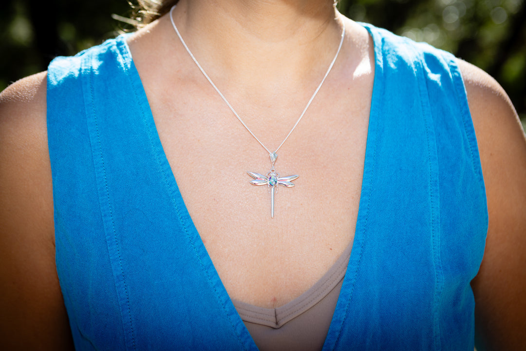 dragonfly pendant with cremation ash