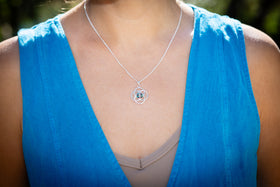 celtic spiral pendant with creation ash from pets and people  turquoise white and black