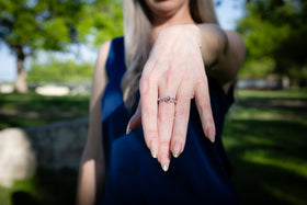 leaf opal ring being worn