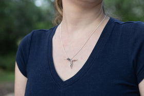 silver cremation pendant hummingbird