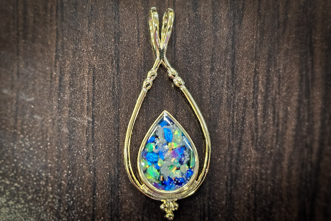 cremation jewelry double spade pendant