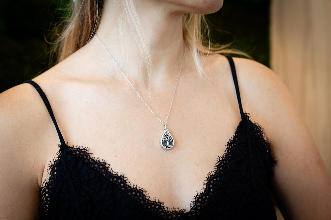 agate moss cremation pendant