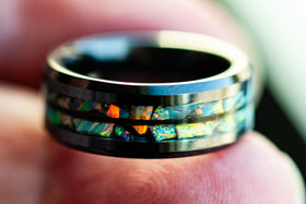 black ceramic ring with hair