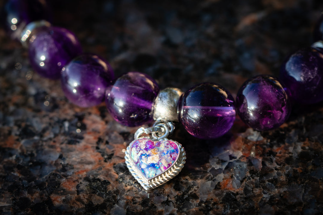 amethyst bracelet with cremation charm