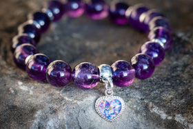 amethyst bracelet with cremation charm