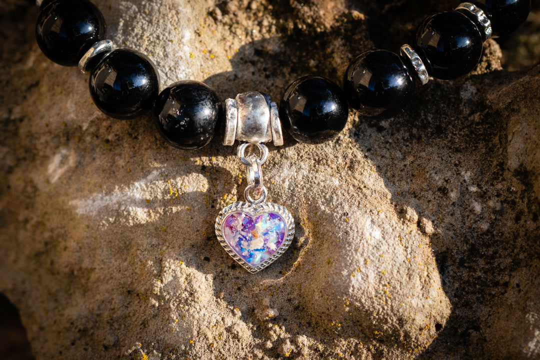 onyx bracelet with cremation ash