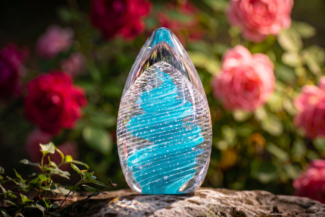 Bubble Helix Egg with Cremation Ash
