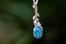 leaf drop with cremation ash light dark blue