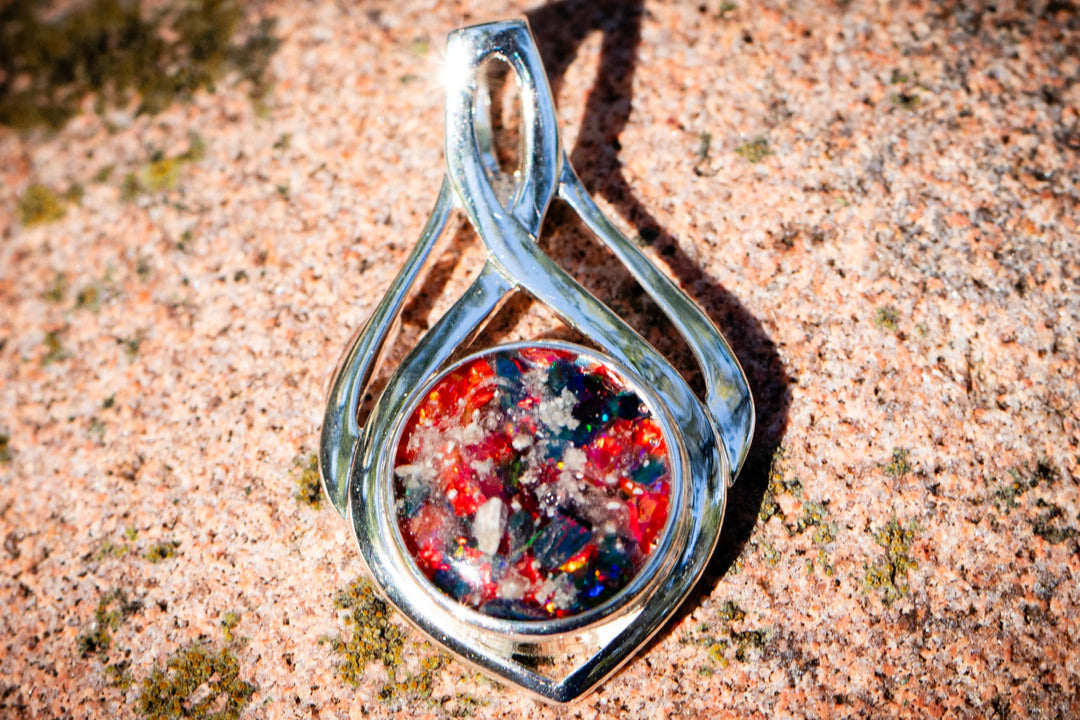cremation jewelry celtic drop red and black