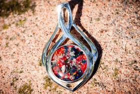 cremation jewelry celtic drop red and black