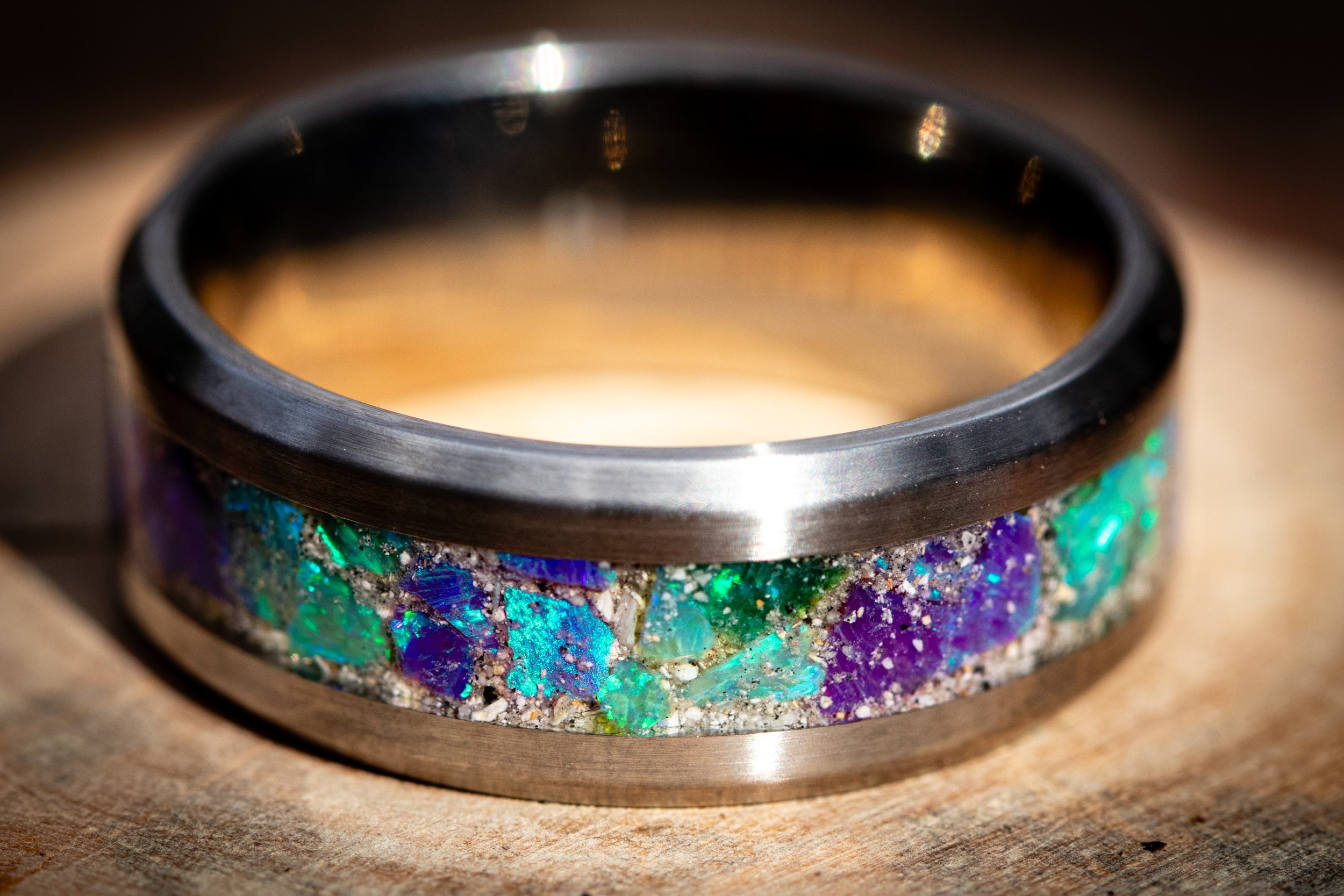 Ash Rings Band Home / Titanium Ring with Cremation Ashes